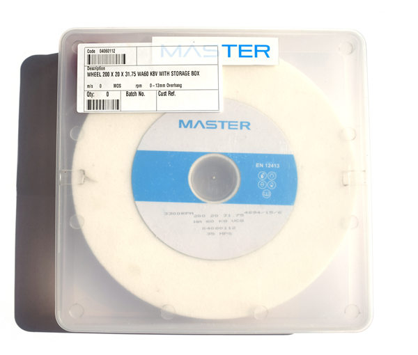 Master Grinding Wheel 200 x 20 x 31.75mm WA60 K8V - with storage box